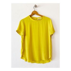 LOFT Mustard chiffon blouse top • short sleeve